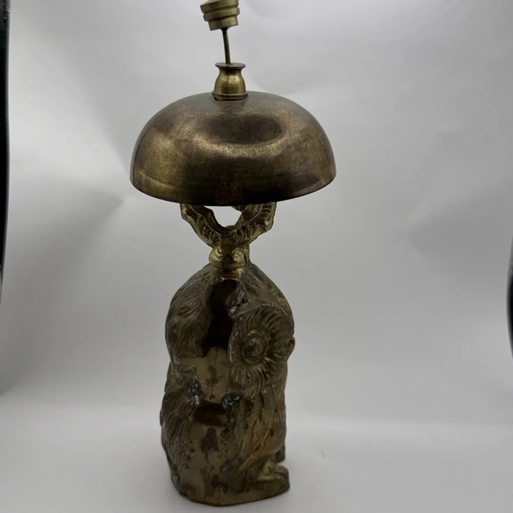 Vintage Brass Owl Service Bell Figural Concierge Hotel General Store Counter